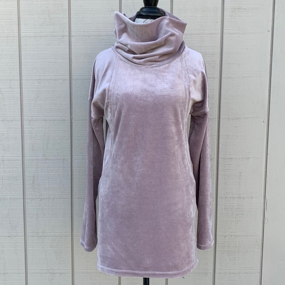MIA & Tess Ribbed Velour Cowl Neck Tunic - Light Dusty Mauve - Picture 1 of 13